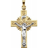 14K Yellow & White 32x21.5 mm Crucifix Pendant - Siddiqui Jewelers