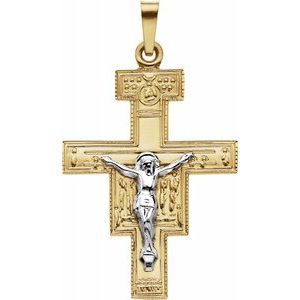 14K Yellow & White 26x20 mm San Damiano Crucifix Pendant - Siddiqui Jewelers