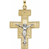 14K Yellow & White 33x25 mm San Damiano Crucifix Pendant - Siddiqui Jewelers