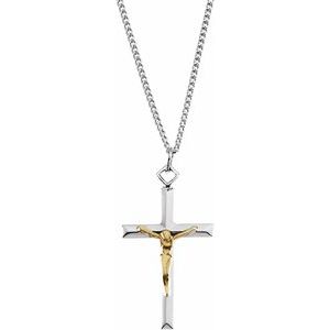 Sterling Silver 29x18 mm Crucifix Necklace - Siddiqui Jewelers