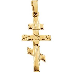14K Yellow 26x15 mm Orthodox Cross Pendant - Siddiqui Jewelers