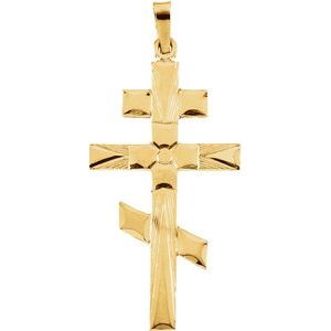 14K Yellow 32x18 mm Orthodox Cross Pendant - Siddiqui Jewelers