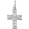 14K White 10x7.5 mm Floral-Inspired Cross Pendant - Siddiqui Jewelers