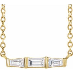 14K Yellow 1/8 CTW Diamond Bar 18" Necklace - Siddiqui Jewelers