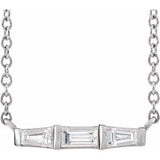 14K White 1/8 CTW Diamond Bar 18" Necklace - Siddiqui Jewelers