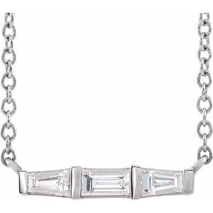 14K White 1/8 CTW Diamond Bar 18" Necklace - Siddiqui Jewelers