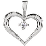 14K White .02 CT Diamond Heart Pendant - Siddiqui Jewelers