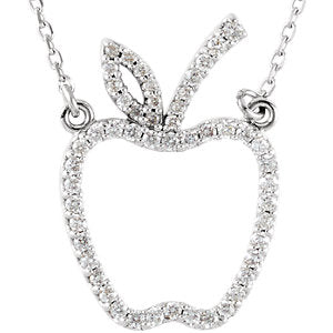 14K White 1/5 CTW Diamond Apple 16.7" Necklace - Siddiqui Jewelers