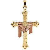 14K Yellow & Rose 33x23.5 mm Cross Pendant with Robe - Siddiqui Jewelers