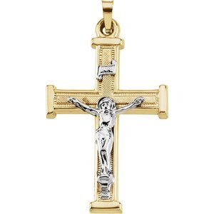 14K Yellow/White 25.3x18 mm Hollow Crucifix Pendant - Siddiqui Jewelers