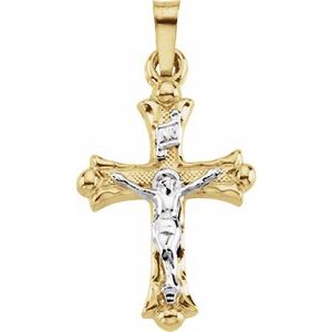 14K Yellow & White 20x14 mm Hollow Crucifix Pendant - Siddiqui Jewelers