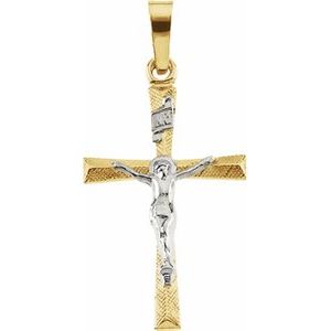 14K Yellow & White 20x14 mm Crucifix Pendant - Siddiqui Jewelers