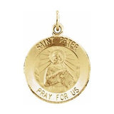 14K Yellow 15 mm Round St. Peter Medal - Siddiqui Jewelers