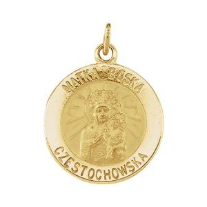14K Yellow 15 mm Round Matka Boska Medal - Siddiqui Jewelers