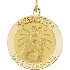 14K Yellow 25 mm Round Matka Boska Medal - Siddiqui Jewelers