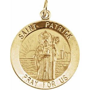 14K Yellow 22 mm Round St. Patrick Medal - Siddiqui Jewelers