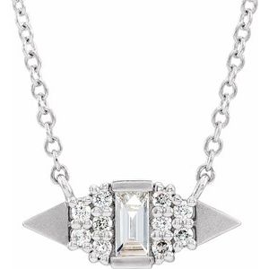 14K White 1/6 CTW Diamond Semi-Set Geometric 16" Necklace - Siddiqui Jewelers