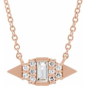 14K Rose 1/6 CTW Diamond Semi-Set Geometric 18" Necklace - Siddiqui Jewelers