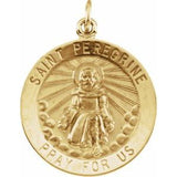 14K Yellow 22 mm Round St. Peregrine Medal - Siddiqui Jewelers