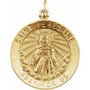 14K Yellow 15 mm Round St. Peregrine Medal - Siddiqui Jewelers