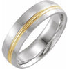 14K White & Yellow 6 mm Grooved Band with Brush Finish Size 10 - Siddiqui Jewelers