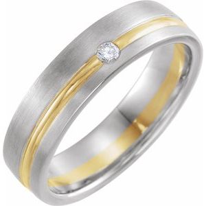 14K White & Yellow .07 CTW Diamond 6 mm Grooved Band Size 11 - Siddiqui Jewelers