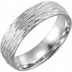 14K White 6 mm Tree Bark Pattern Band  Size 10 - Siddiqui Jewelers
