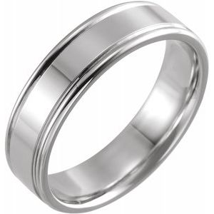 14K White 6 mm Grooved Band Size 10.5 - Siddiqui Jewelers