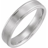 14K White 5 mm Grooved Band Size 7.5 - Siddiqui Jewelers