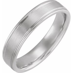 14K White 5 mm Grooved Band Size 7.5 - Siddiqui Jewelers