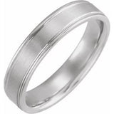 14K White 5 mm Grooved Band Size 9 - Siddiqui Jewelers
