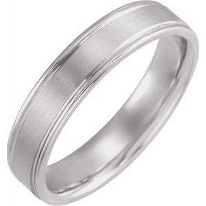 14K White 5 mm Grooved Band Size 9 - Siddiqui Jewelers