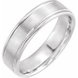 14K White 6 mm Grooved Band Size 13.5 - Siddiqui Jewelers