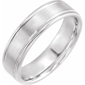 14K White 6 mm Grooved Band Size 13.5 - Siddiqui Jewelers