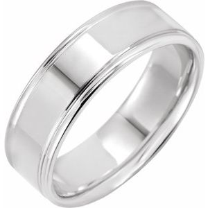 14K White 7 mm Grooved Band Size 10.5 - Siddiqui Jewelers