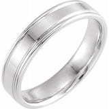 18K White 5 mm Grooved Band Size 5.5 - Siddiqui Jewelers