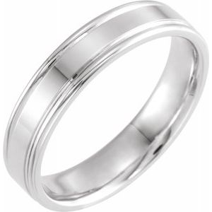 18K White 5 mm Grooved Band Size 5.5 - Siddiqui Jewelers