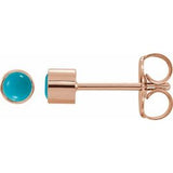 14K Rose Natural Turquoise Bezel-Set Earrings Siddiqui Jewelers