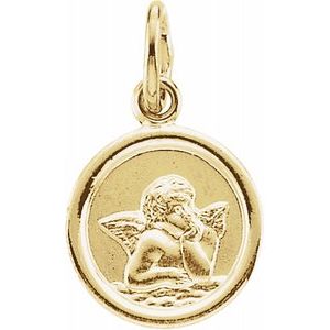 14K Yellow 10 mm Round Cherub Angel Medal - Siddiqui Jewelers