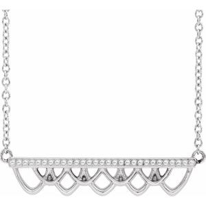 14K White Vintage-Inspired Bar 18" Necklace - Siddiqui Jewelers