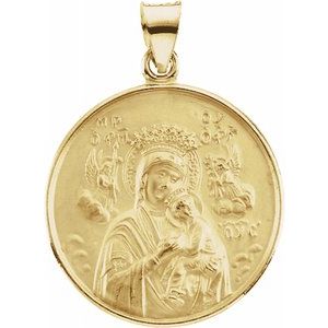 18K Yellow 25 mm Our Lady of Perpetual Help Medal - Siddiqui Jewelers