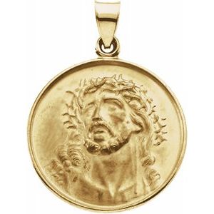 18K Yellow 24.5 mm Face of Jesus Medal - Siddiqui Jewelers