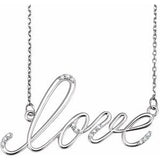 14K White .08 CTW Diamond "Love" Design 18" Necklace - Siddiqui Jewelers