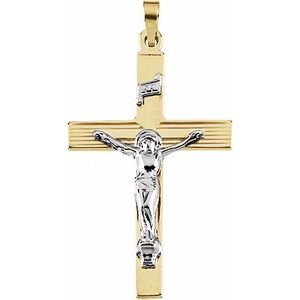 14K Yellow & White 32x21 mm Crucifix Pendant - Siddiqui Jewelers