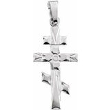 14K White 32x18 mm Orthodox Cross Pendant - Siddiqui Jewelers