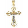 14K Yellow & White 27x19.5 mm Crucifix Pendant - Siddiqui Jewelers