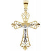 14K Yellow & White 34x24 mm Crucifix Pendant - Siddiqui Jewelers