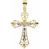 14K Yellow & White 34x24 mm Crucifix Pendant - Siddiqui Jewelers