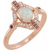 14K Rose Cabochon Ethiopian Opal, Pink Sapphire & .06 CTW Diamond Ring - Siddiqui Jewelers