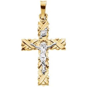 14K Yellow & White 22x15.5 mm Crucifix Pendant - Siddiqui Jewelers